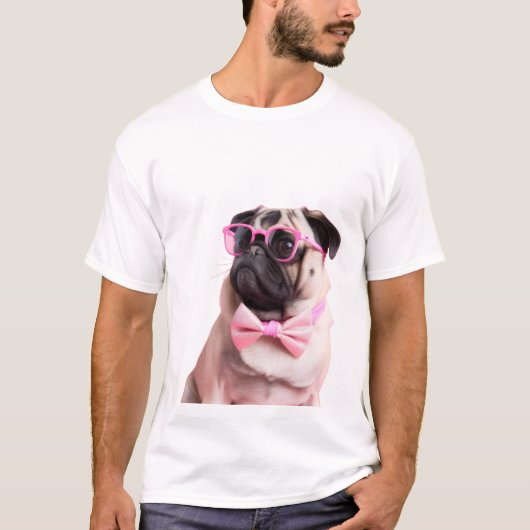 pug dog in a bow T-Shirt (Vorderseite)