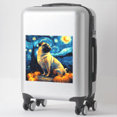 Pug dog of van gogh starry night halloween Funny J Aufkleber (Koffer)