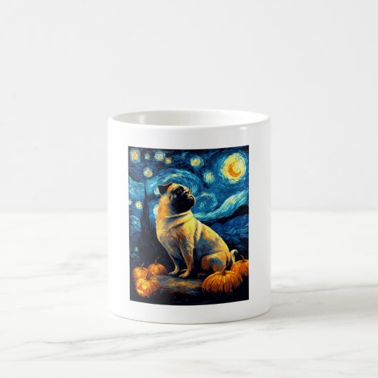Pug dog of van gogh starry night halloween Funny J Kaffeetasse (Mittel)