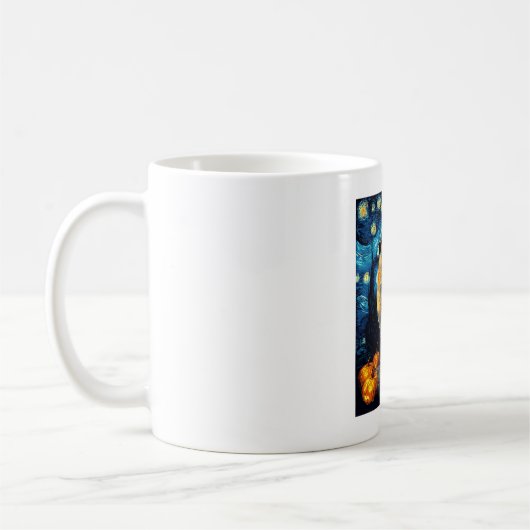 Pug dog of van gogh starry night halloween Funny J Kaffeetasse (Links)