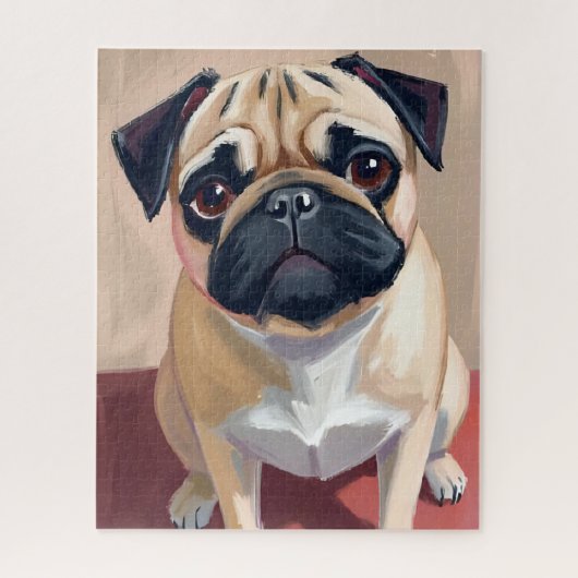 Pug Dog Pet Painting Puzzle (Vertikal)