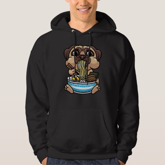 Pug Dog Ramen Bowl Japanese Noodle Hoodie (Vorderseite)