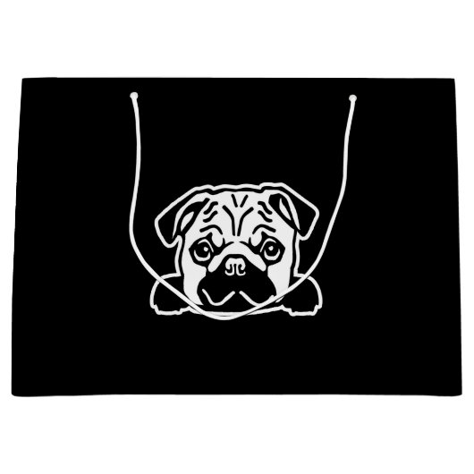 Pug Dog Sketch Portrait Große Geschenktüte (Vorderseite)