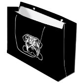 Pug Dog Sketch Portrait Große Geschenktüte (Vorderseite Schrägansicht)
