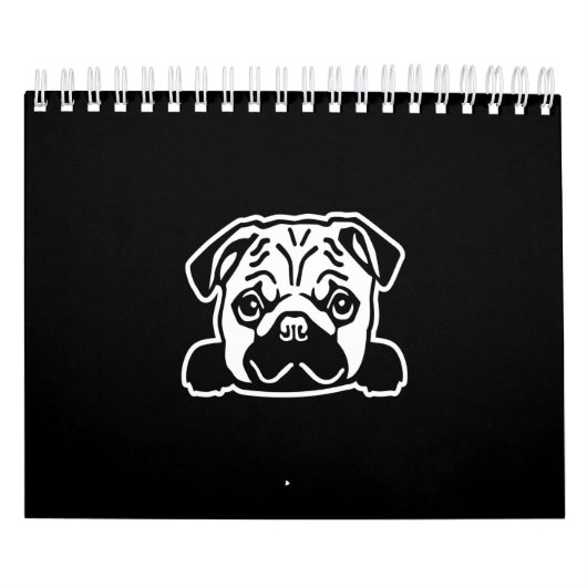 Pug Dog Sketch Portrait Kalender (Titelbild)