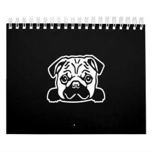 Pug Dog Sketch Portrait Kalender