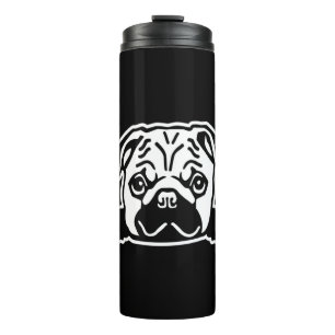 Pug Dog Sketch Portrait Thermosbecher