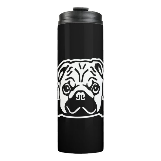 Pug Dog Sketch Portrait Thermosbecher (Vorderseite)