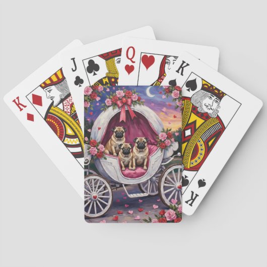 Pug Dog Valentine's Day Spielkarten (Rückseite)