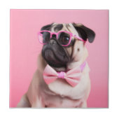 pug dog wearing bow fliese (Vorderseite)