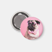 pug dog wearing bow magnet (Vorderseite/Rückseite)