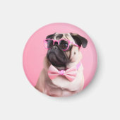 pug dog wearing bow magnet (Vorne)