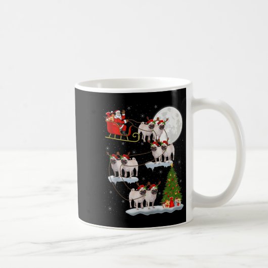 Pug Dogs Santa Sleigh Flying Funny Magical Christm Kaffeetasse (Rechts)