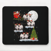 Pug Dogs Santa Sleigh Flying Funny Magical Christm Mousepad (Vorne)