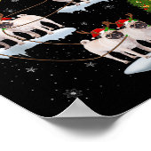 Pug Dogs Santa Sleigh Flying Funny Magical Christm Poster (Ecke)