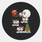 Pug Dogs Santa Sleigh Flying Funny Magical Christm Runder Aufkleber (Vorderseite)