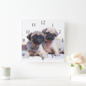 Pug dogs square clock quadratische wanduhr (Zuhause)