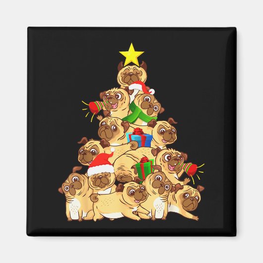 Pug Dogs Tree Christmas Sweater Xmas Pet Animal Do Magnet (Vorne)