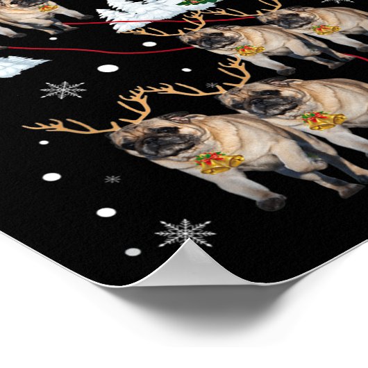 Pug Dogs Tree Christmas Sweater Xmas Pet Animal Do Poster (Ecke)