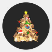 Pug Dogs Tree Christmas Sweater Xmas Pet Animal Do Runder Aufkleber (Vorderseite)