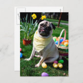 Pug Easter Feiertagspostkarte (Vorne/Hinten)
