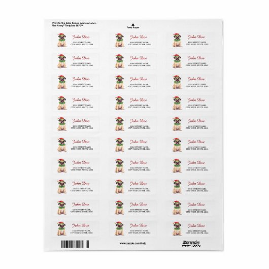 Pug Elf Costume Christmas Return Address Labels (Vorne)