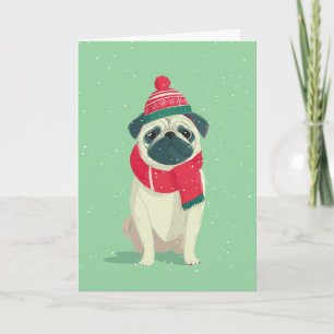Pug-Feiertagsgruß Karte