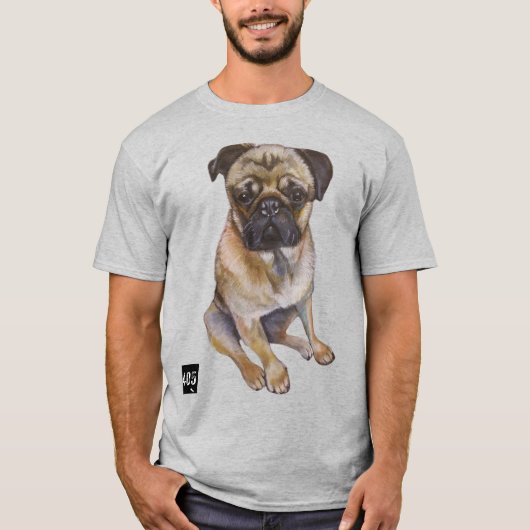 Pug Gaze T-Shirt – Chalk Art Style (Vorderseite)