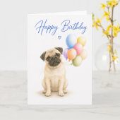 Pug-Geburtstag Karte (Gelbe Blume)