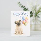 Pug-Geburtstag Postkarte (Stehend Vorderseite)