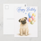 Pug-Geburtstag Postkarte (Vorne/Hinten)