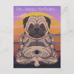 Pug-Geburtstag Postkarte