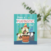 Pug-Geburtstag Postkarte (Stehend Vorderseite)