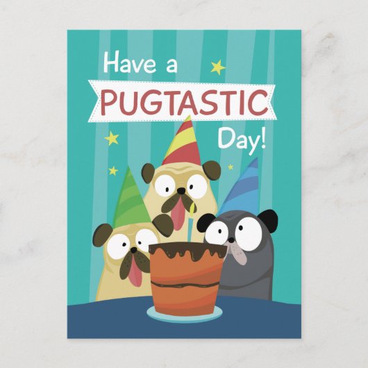 Pug-Geburtstag Postkarte (Vorderseite)