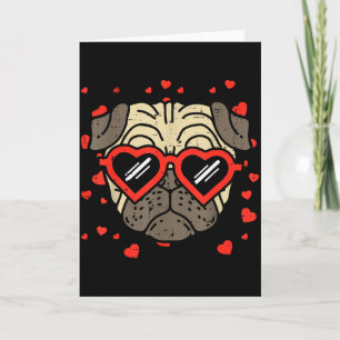 Pug-Gesicht Herz Gles Valentinstag Hundeliebhaber Karte