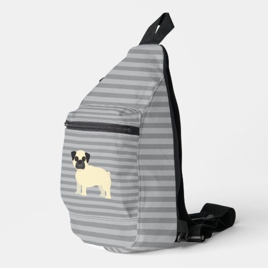 Pug Gray Lined Crossbody Bag (Rechte Ecke)