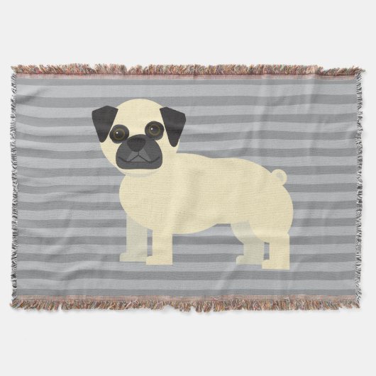 Pug Gray Lined Decke (Vorderseite)
