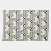 Pug Gray Lined Geschirrtuch (Horizontal)