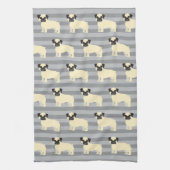 Pug Gray Lined Geschirrtuch (Vertikal)