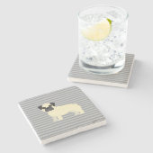 Pug Gray Lined Steinuntersetzer (Seitenansicht)