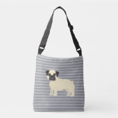 Pug Gray Lined Tragetaschen Mit Langen Trägern (Vorderseite)