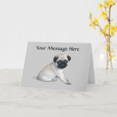 Pug Greeting Card Karte (Gelbe Blume)