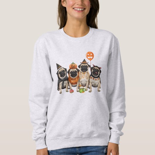 Pug Halloween Sweatshirt-Halloween Dog Mom Sweatshirt (Vorderseite)