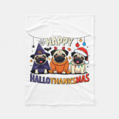 Pug Halloween Thanksgiving Christmas Happy Halloth Fleecedecke (Vorderseite)