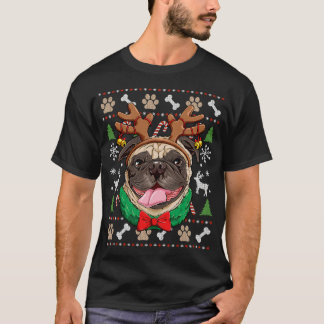 Pug hässlicher Weihnachten Rentiergeweih Hund Xmas T-Shirt