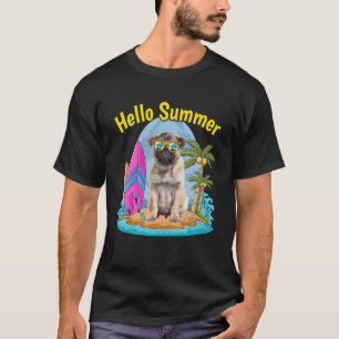 Pug Hello Summer Dog Vacation 2022 T-Shirt