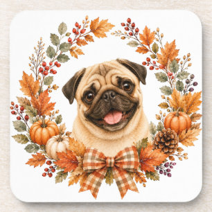 Pug-Herbstkranz-Unterlage Getränkeuntersetzer
