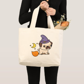 Pug-Hexe-Tragetasche Jumbo Stoffbeutel