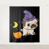 Pug-Hexe-Wandteppich Wandteppich (Vorderseite)