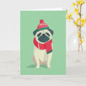 Pug Holiday Greeting Karte (Gelbe Blume)
